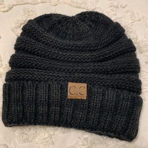 CC Boutique Distressed Black Slouch Beanie Hat